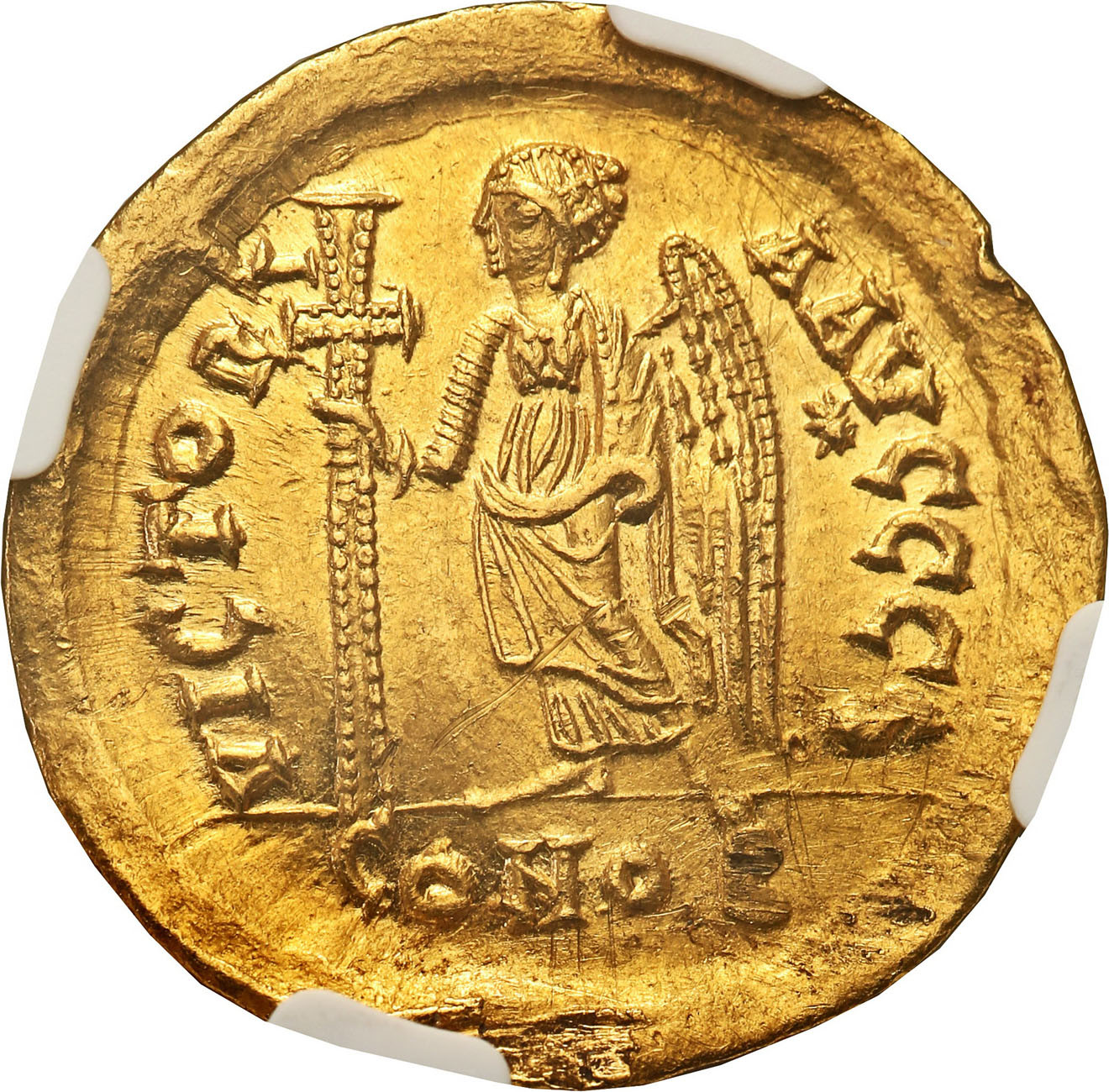 Bizancjum. Anastasius I (491-518). Solidus, Konstantynopol NGC Ch AU 5/5 2/5